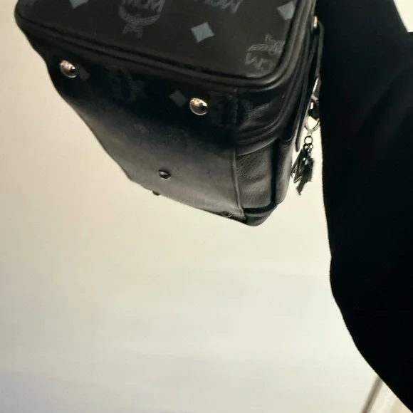 MCM Black Satchel with Silver Accents - Picture 7 of 13